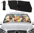 Socira Funny Sea Otters Car Windshield Sunshade Umbrella Foldable Visor Umbrella Sun Shade Cover Sunshade Front Window Cover Car Accessories Blocks Uv Rays (57" X 30")