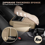 Center Console Cover Fit for 4Runner Faux Leather Car Armrest Cushion with Storage Bags, Cup Holder ＆ Phone Storage Multifunctional Middle Console Cover(Beige)