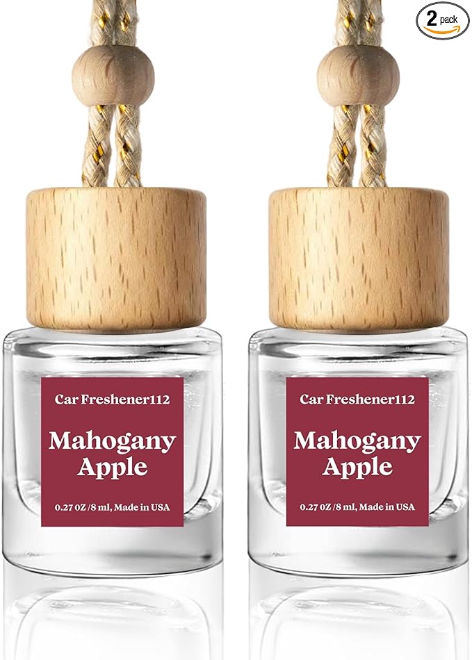 C Classy Car Air Freshener Hanging 2 Pack, Mahogany Apple Essential Oil Diffuser for Cars, Long-Lasting Fragrance, Cute Car Accessories, C ar Air Fresheners for Women & Men Gift, Made in USA