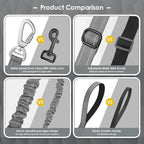 AUBELL Tactical Dog Leash Heavy Duty,4-6ft Reflective Strong No Pull Bungee Leash for Small Dogs with Comfortable Padded Double Handle,Car Seat Belt,360 Degree Rotating Carabiner,Grey
