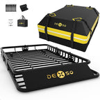 64" x 39" Universal Roof Rack Basket, 200 Lbs Capacity Rooftop Cargo Carrier Basket with 21 Cubic Feet (52" x 39" x 18") Waterproof Luggage Bag, for Suvs, Trucks, Vehiclesor Suvs, Trucks, Vehicles