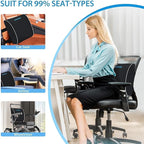 Lumbar Support Pillow for Office Chair, Car & Gaming Chair, Ergonomic Memory Foam Cushion for Back Comfort, Zoned Back Support, Double Adjustable Straps, Breathable Washable Cover, Black