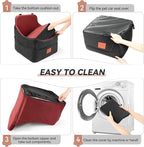 Dog Car Seat for Small/Medium Dogs, Dog Booster Car Seats with Thick Cushion for Dogs Under 35lbs, Detachable Washable Pet Carseat with Storage Pockets, 2 Safety Belts(Black/Red)