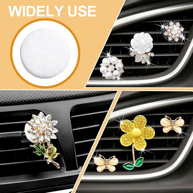 30Pcs Car Air Freshener Refill Felt Pads, 17.5MM/0.7inch Unscented Air Freshener Vent Clips Replacement White Oil Perfumes Refill Tablets for Car Diffusers