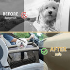 PetsHome Dog Car Seat Foldable Dog Car Booster Seat Waterproof Breathable Oxford Travel Bag for Small to Medium Dogs, Puppies, and Pets-Pattern Grey+Mat