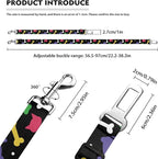 Cute Design 2-Pack Set Adjustable Pet Cat Dog Car Seat Belt, Adjustable Buckle Pet Car Harness Fabric Lanyard from 22 to 38 Inches Seatbelt Leash (Daliy Dog-Two Piece in one Set)