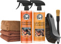 Car Leather Cleaner and Conditioner Kit, Leather Care Kit with Horse Hair Cleaning Brush - Safe for Car Interiors, Furniture, Boots, Bags & Apparel - Deep Cleaning, Non-Greasy Restorer