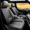Fit Prius Car Seat Covers for Toyota Prius 2001-2025 2026 -Full Set Premium Leather, Waterproof, Breathable，All-Weather Seat Cushion Protecto & Airbag Compatible, 5-Seats White Line Black