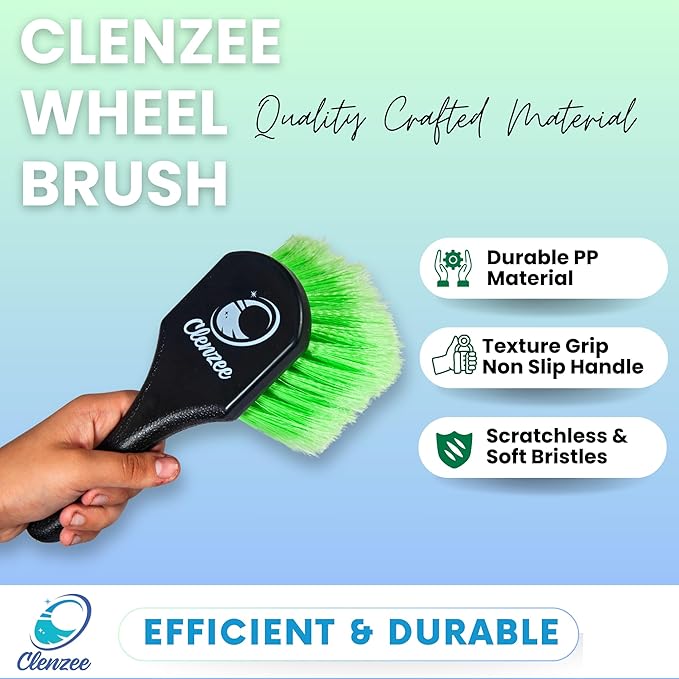 Premium Microfiber Wheel Brush and Nylon Bristles Tire Brush | Car Wheel Brush and Tire Cleaner Brush with Ergonomic Handles for Cleaning Wheels | Rim Brush & Tires Brush | 2 Pack