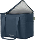 Nook Theory Reusable Insulated Grocery Bag - Leak Proof, X Large Cooler Bag - Insulated Shopping Bags for Groceries - Travel Cooler Bag for Frozen and Hot Food with Zippered Top (Deep Blue)