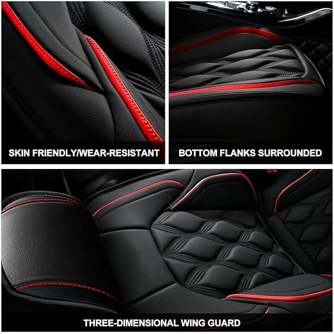 AOMSAZTO Car Seat Covers,2 Front Seats Custom Fit for Mazda 6 2007-2021 Mazda6,Leather Car Seat Cover Seat Cushion Protector,Airbag Compatible Waterproof Black