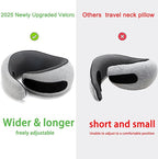Neck Pillow for Traveling, Travel Neck Pillow for Airplanes, 100% Pure Memory Foam, 360° Support Stowable Pillows for Sleeping, Breathable & Washable Cover, Compact for Travel, Car & Office (Gray)