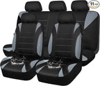 CAR PASS Waterproof Car Seat Covers Full Sets, Universal Fit Seat Covers for Cars, EVA Neoprene Seat Cover Set Full Sets, Interior Covers for Auto SUV,Vans,sedans, Trucks,(Black and Gray)