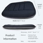 Car Seat Cushion Pad for Driving, Chair Cushion for Office/Truck with Memory Foam, Seat Cushion Comfortable and Durable Black 2" Thick