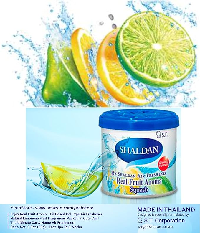 My Shaldan 7 packs Assorted Scent Car Air Freshener (Apple, Lemon, Lime, Peach, Mixed Berry, Orange, Squash Scents)