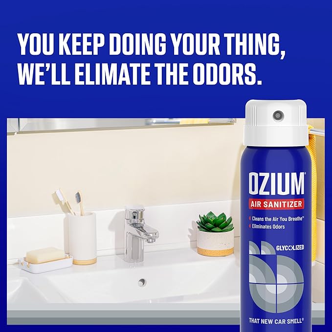 Ozium 3.5oz Air Sanitizer Spray & Odor Eliminator for Homes, Cars, Offices and More, New Car Smell, (Pack of 2)