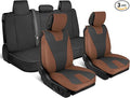 Cat® Edge Deluxe Faux Leather Car Seat Covers – Full Set (2 Front + 1 Rear Bench) – Semi-Custom Universal Fit, Two-Tone Black – Rugged Automotive Interior Covers for Cars, Trucks & SUVs