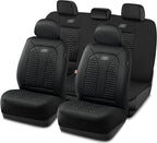 Skechers Memory Foam™ Car Seat Cover Full Sets, Hexcomb Breathable Thick Seat Covers, Airbag Compatible, Automotive Comfort & Protection for Most Cars,Van,Trucks, SUVs (Black,Full Set)