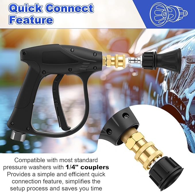 Dreyoo Pressure Washer Nozzle Guard, Durable Stainless Steel Power Washer Tips with Rubberized Protection, 1/4" Male Quick Connect, High Efficiency Cleaning(2 Pack,40 Degree with 4.0 Orifice)