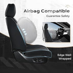 Coverado Car Seat Covers, Leather Seat Covers Full Set, Waterproof Car Seat Protector with Lumbar Support, Automotive Seat Covers Seat Cushions Universal Fit for Most Cars SUV Trucks, (Black&Beige)