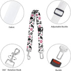 Cute Design 2-Pack Set Adjustable Pet Cat Dog Car Seat Belt, Adjustable Buckle Pet Car Harness Fabric Lanyard from 22 to 38 Inches Seatbelt Leash (Cow Dog -Two Piece in one Set)