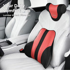 Coverado Car Headrest Pillow, Ergonomic Memory Foam Car Neck Pillow for Driving Seat with Adjustable Strap, Soft PU Leather Breathable Removable Cover Neck Support for Neck Pain Relief, BlackRed