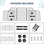 ERYTLLY Dog Car Barrier for SUVs, Vehicles, Dividers, Adjustable Heavy-Duty Wire Pet Gate, Foldable Car Pet Barrier with Mesh Bag, Car Accessories Safety Travel, for Cargo Area 36.6" to 64.5" Width