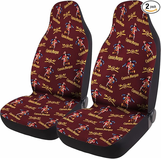 GENANY Pirate Captain Whisky Car Seat Covers Set of 2, Breathable Front Seat Covers for Truck Sedan SUV, Pirate Car Accessories, Wine Themed Gift for Women Men