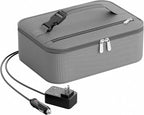 Portable Food Warmer - Heated Lunch Box for Adluts - Electric Thermal Lunch Bag with Buckle Handle, Heating Food Warmer Bags for 12V/24V Car & Truck, 110V/220V Home/Office, Gray
