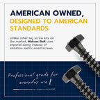 1/4 x 1 (100 Pack) Lag Screw Kit, 100 Screws and 100 Washers, Ceramic Black Ruspert Coating for Exterior Use, Meets ASTM A307 and ASME B18.2.1, Industrial/Commerical Grade by Makers Bolt