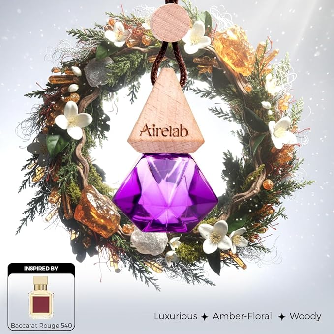Car Air Freshener 8ml | Perfume Style Freshener Inspired by Baccarat rouge 540 Fragrance | Natural Essential Oil Glass Bottle with Wooden Diffuser | Lasts Up to 60 Days