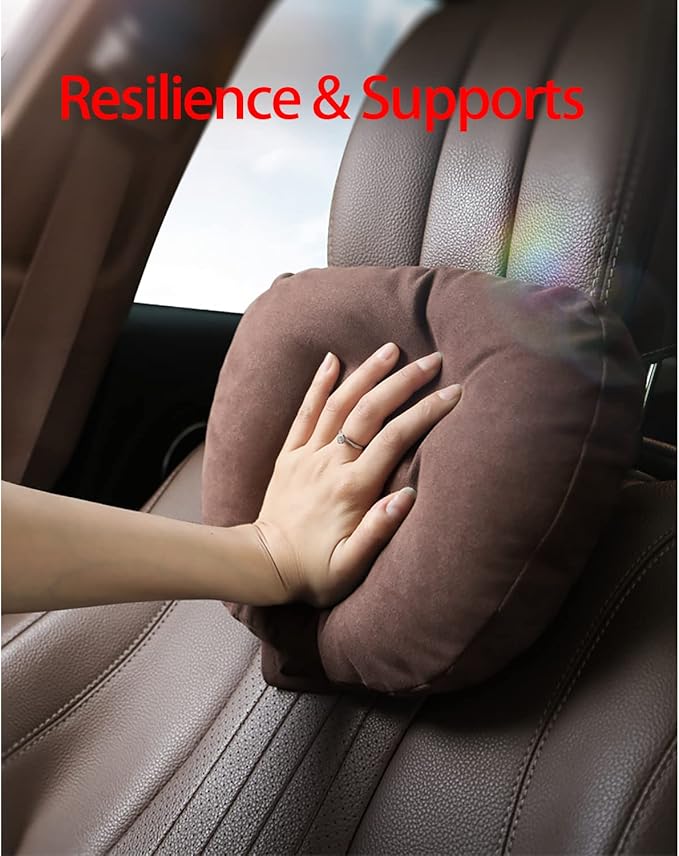 2pcs Car Neck Pillow for headrests,Support Drive Seats Head Cushion Pillows,Superfiber Suede,Plant-Based Polyester,Thickness & Height Adjustable,11.8x7.5,Inner Liner fillable(Grey)