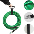 Hourleey Sewer Jetter Kit for Pressure Washer 100FT, 4000 PSI Drain Cleaner Hose 1/4 Inch NPT, Corner Rotating and Button Hose Sewer Jetting Nozzle Pearl Corsage Pin Tape Handle Strap Spanner, Green