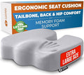 5 STARS UNITED Seat Cushion - Memory Foam Chair Cushion for Tailbone Pain Relief - Ergonomic Support for Coccyx, Sciatica & Butt - Office, Desk & Gaming Chair, Car Seat, Wheelchair, Light Gray