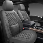 Car Seat Covers Full Set,Universal Fit for Cars,SUVs,Trucks,and Sedans with 5 Seats,Faux Leather Car Seat Cushion Compatible with Airbags,Waterproof Car Seat Protector,Grey