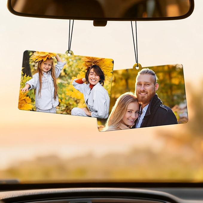 HINFKA Custom Air Fresheners with Picture, Personalized Double Sided Photo Air Freshener, Customized Gifts for Men Women Pet Lovers (Horizontal rectangle)