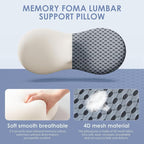 Lumbar Support Pillow, Memory Foam Lumbar Pillow for Lower Back Pain Relief, Back Support Pillow for Office Chair, Car Seat - Gray