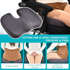 FLORICH 3 PCS Seat Cushion for Carseat Lumbar Support Pillow Car Neck Headrest Pillows Memory Foam Gel Memory Foam Massage Point Seat Pads Pressure Relief Back Cushion for Office Chair(Grey)