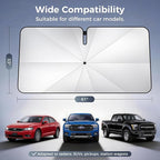 Upgraded Windshield Sun Shade Umbrella – Thickened Silver Titanium Coating, UV Protection for Car Front Window, Block Sun Rays & Keep Interior Cool, Reinforced Spring Edge, Universal Fit 61" L x 33" W