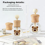 2 Pack Car Air Freshener Diffuser, Refillable Empty Glass Bottles with Vent Clip & Wooden Lid, Drift Car Air Freshener for Essential Oils, Long Lasting Car Scent Fresheners-A1