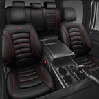 CAR PASS 3D Foam PU Leather Car Seat Covers, Universal Seat Covers Full Sets for Trucks SUV Sedan Automotive Seat Covers Armrest Airbag Compatible Waterproof Comfortable Faux Nappa Leather Black Red