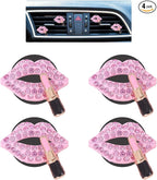 Pink Air Vent Clips Car Air freshener 4pcs Dazzling Lips Lipstick Bling Car Interior Decorations Accessories for Women Teens Girly Refillable Diffusers