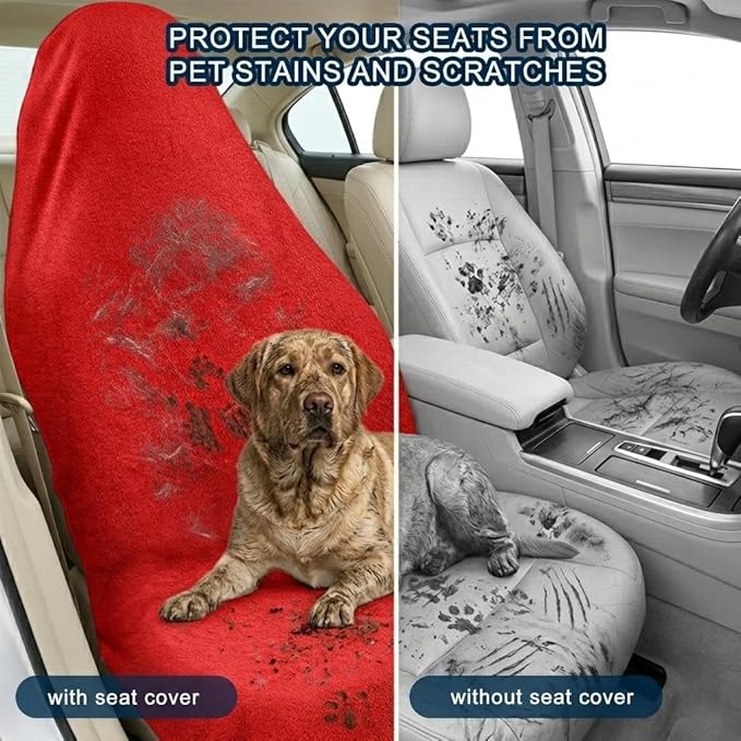 Car Seat Towel Cover, Universal Front Seat Protector for Cars, SUVs and Trucks, Sweat Towel Car Seat Cover for Gym, Yoga, Swimming, Pets and Family Travel, Haute Red, 2 Pack