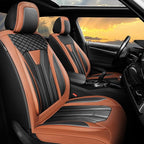 Fit Sentra Car Seat Covers Compatible with Nissan Sentra 2001-2025 2026 - Full Set Premium Leather， Waterproof Breathable， All-Weather Seat Cushion Protecto&Airbag Compatible（Brown & Black
