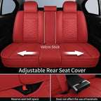 Nappa Leather Car Seat Covers Full Set, Red Car seat Protector 5 Seats, Waterproof Car Seat Cushion, Universal Automotive Seat Covers Fit for SUV Truck Pick-up Sedan, Front and Rear