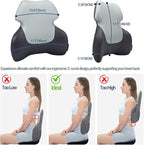 Long Back Lumbar Support Pillow - Fully Entire Back Support - Back Pain Relief and Posture Improved - Memory Foam Back Pillow Cushion for Office Chair, Gaming Chair, Recliner, Car Driving, Grey