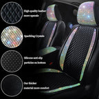 Bling Crystal Diamond Sparkly Glitter Car Seat Cover Premium PU Front Seat Protector Pad Works with 95% of Vehicles Bling Bling Rhinestones Auto Interior Accessories for Women Color 2Seats