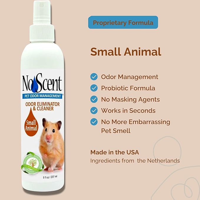 No Scent Small Animal Guinea Pig Cage Cleaner | Hamster & Rabbit Habitat Pet Odor Spray (2 Fl Oz / 59 mL) Pack of 2