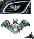 Bat Air Vent Clip Car Air Freshener Outlet Clips Natural Abalone Shell Seashell Color Vampire Bat Car Accessories Gothic Car Decor Refillable Car Diffuser Clips (Big Bat)