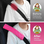 JUSTTOP 2-Pack Universal Car Seat Belt Pads Cover for A More Comfortable Driving, Seat Belt Shoulder Strap Covers Harness Pad for Car Interior Accessories(Deep Pink)